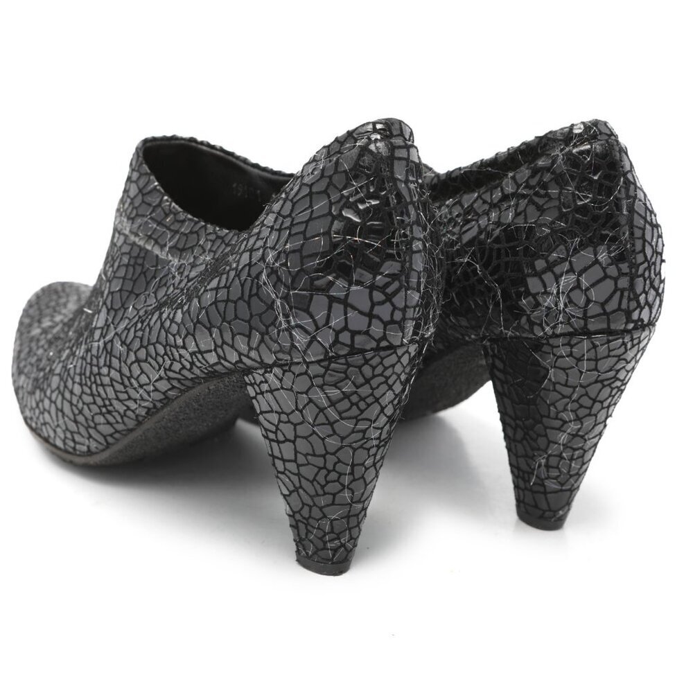 Ron White Leather Patent Ankle Shoe Shootie Black Reptile Eyelash Holographic 42 - Picture 3 of 13